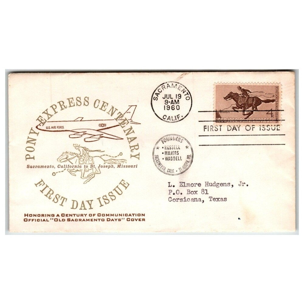 Scott #1154 1960 Pony Express Centennial FDC Sacramento CA